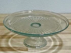 Vintage Anchor Hocking Canton Pedestal Glass Ribbed Cake Stand (only) 12” in EUC
