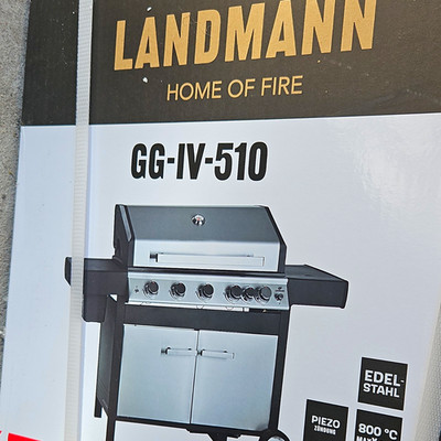 LANDMANN Standgrill GG-IV-510 Edelstahl 90,5x41,5cm Piezo, Thermometer, 3 Roste