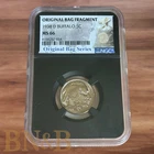 1938-D BUFFALO NICKEL NGC MS66 w/ORIGINAL BAG FRAGMENT UNCIRCULATED LIGHT TONING