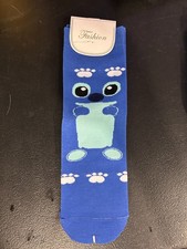 Stitch Women or Teen Socks Paw Prints with Stitch Head