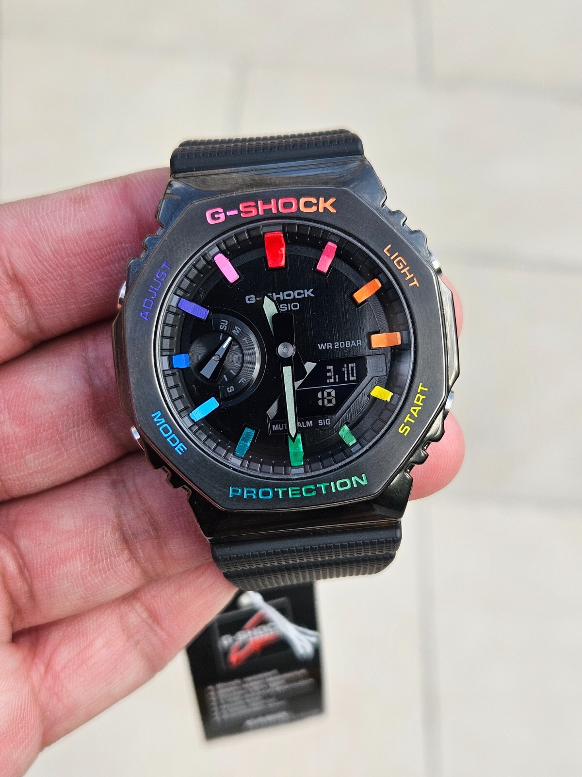 Hand-Painted G-Shock -Mod Rainbow Steel GM2100 -  Modified Gshock Watch