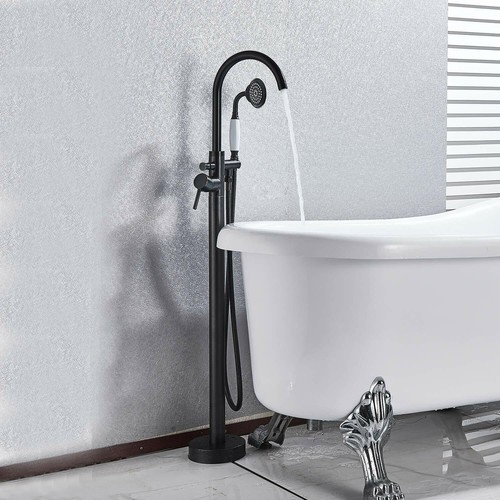 Tub Filler Freestanding Bathtub Faucet Floor Mounted Bathroom with Hand Shower - Picture 50 of 132