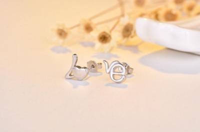 Super Adorable Silver SP *Love* Stud Earring