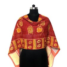Vintage Kantha Scarf Cotton Dupatta Neck Wrap Indian Hand Quilted Bandana Aj