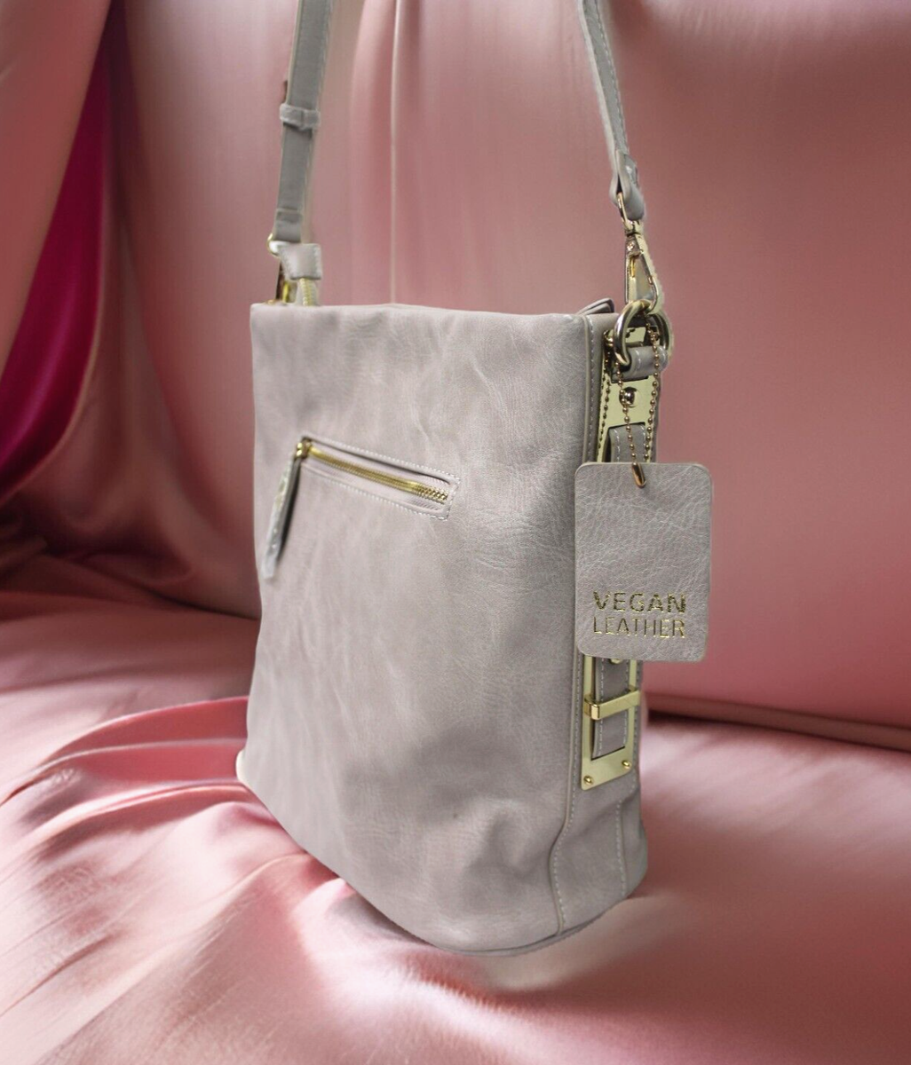 Miztique Women's Vegan Leather Crossbody Shoulder Bag Bone