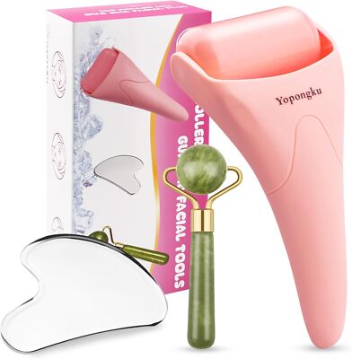 Ice Roller & Gua Sha Tool Set,Gift for Face - Wrinkles&Lifting,Improve Puffiness