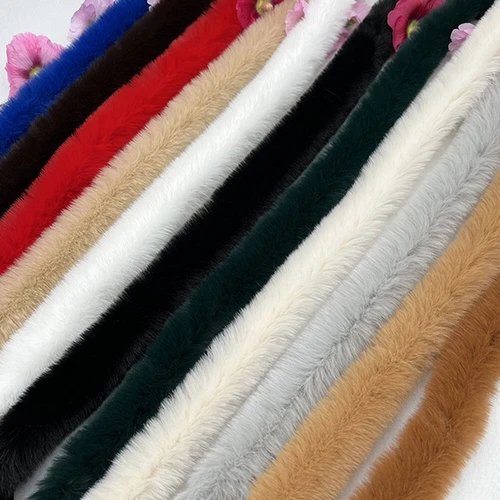 2M Multicolor Faux Rabbit Fur Strips Ribbon Edge Trim Sewing Cuffs Wide 5cm DIY - Picture 2 of 31