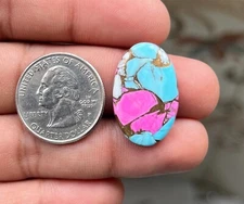 17 Ct Cotton Candy Kingman Turquoise Oval Cabochon Pendant Gemstone DL=01