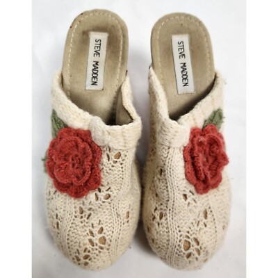 Steve Madden Women's Sz. 7 Magnify Floral Crochet Wooden Platform
