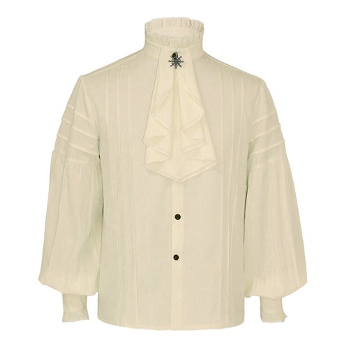 Men Medieval Pirate Shirt Puff Long Sleeve Top Blouse Vampire Pleated Front Soft - Picture 12 of 14