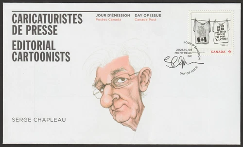 Canada #3300, Editorial Cartoonists, Serge Chapleau, First Day Cover, FDC 2021