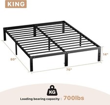 Metal Queen King Full Size Bed Frame Bedroom Sturdy Steel Slat Support Bedstead