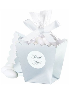 Wilton Silver Thank You Popcorn Gift Party Wedding Theat Box Favor Kit, 50 Count
