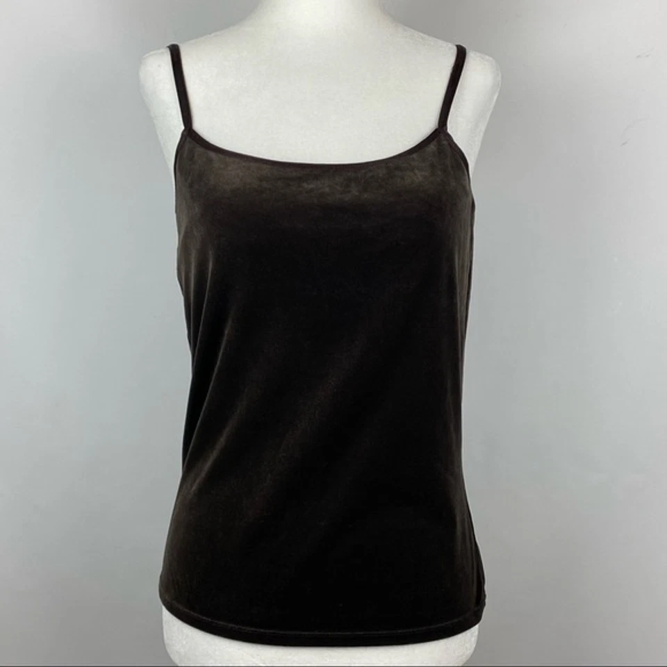 Camiseta sin mangas J.Jill para mujer pequeña marrón terciopelo damas elástica sin mangas informal Foto 2 de 4