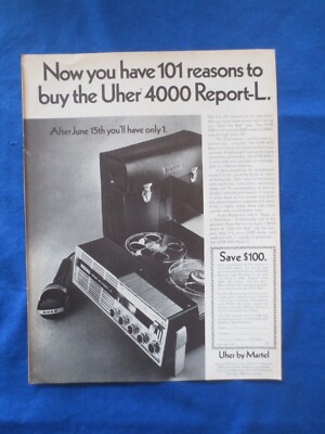 Uher 4000 Report L Magazine Ad Audio March 1968 Original