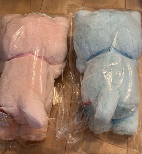 Set of 2 San-X Korilakkuma Plush Doll Neko no Yu Blue Pink Cat Fluffy Rilakkuma - Picture 2 of 2