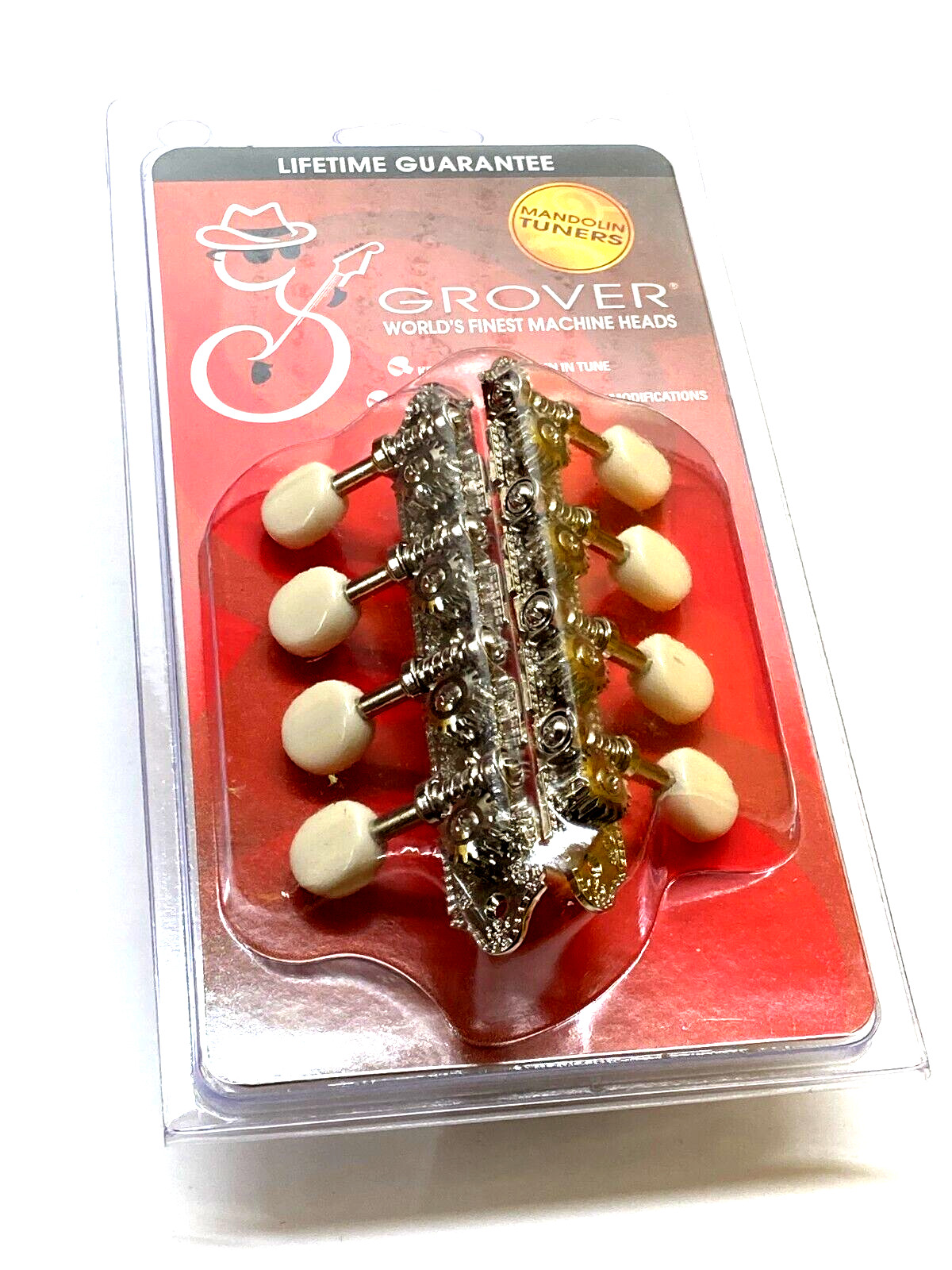 Grover Nickel/White Button "A" Style Mandolin Tuners/Machines/Tuning Pegs 409NW