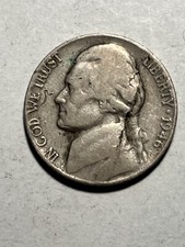 1946 JEFFERSON NICKEL, DEFECTIVE PLANCHET, LAMINATION OBVERSE