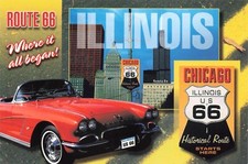 Postcard IL Chicago Route 66 Convertible Automobile  Main Street of America 