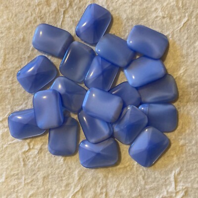 AG136 Vintage W. German 18x13mm blue moonstone glass octagons, curved back(20)