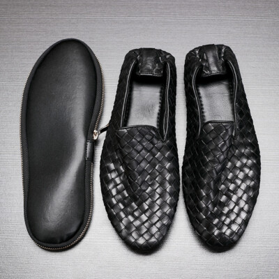 Bottega Veneta Woven shoes Men's slip-on leather shoes