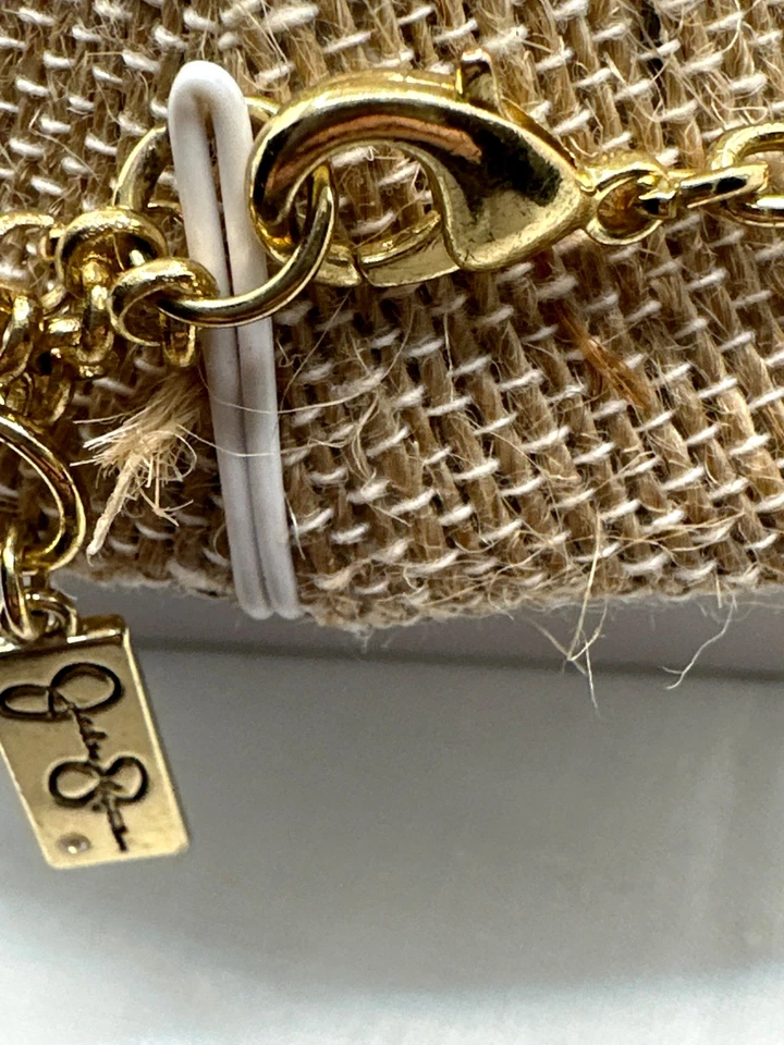 Collar Jessica Simpson Declaración Rebanada Ágata Tono Dorado Firmado Foto 3 de 4
