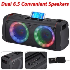 Portable Dual 6.5" Audio Bluetooth Speaker QFX FM/AUX/TF w/Shoulder Strap BT-620