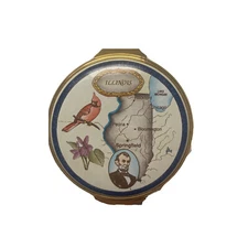 Halcyon Days Enamels EnglishBox Illinois State Limited Edition 115/1000 Lincoln