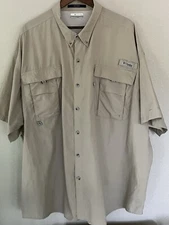Columbia PFG Bahama Khaki Button Down Short Sleeve Shirt Men’s Size 4X