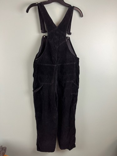 Vintage Gap Y2K Overalls Black Velvet Kids LG 9/10 Baggy 90s Painter Carpenter - Picture 7 of 9