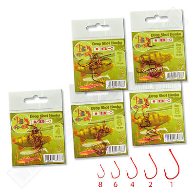 Drop Shot Wide Gap rot Angelhaken stark scharf Split Wurm Barsch Döbel Hecht