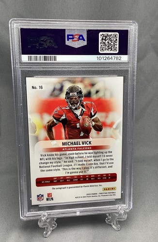 Michael Vick Auto /199 Color Match PSA 9 2023 PANINI PRESTIGE SN AU Atlanta - Picture 8 of 8