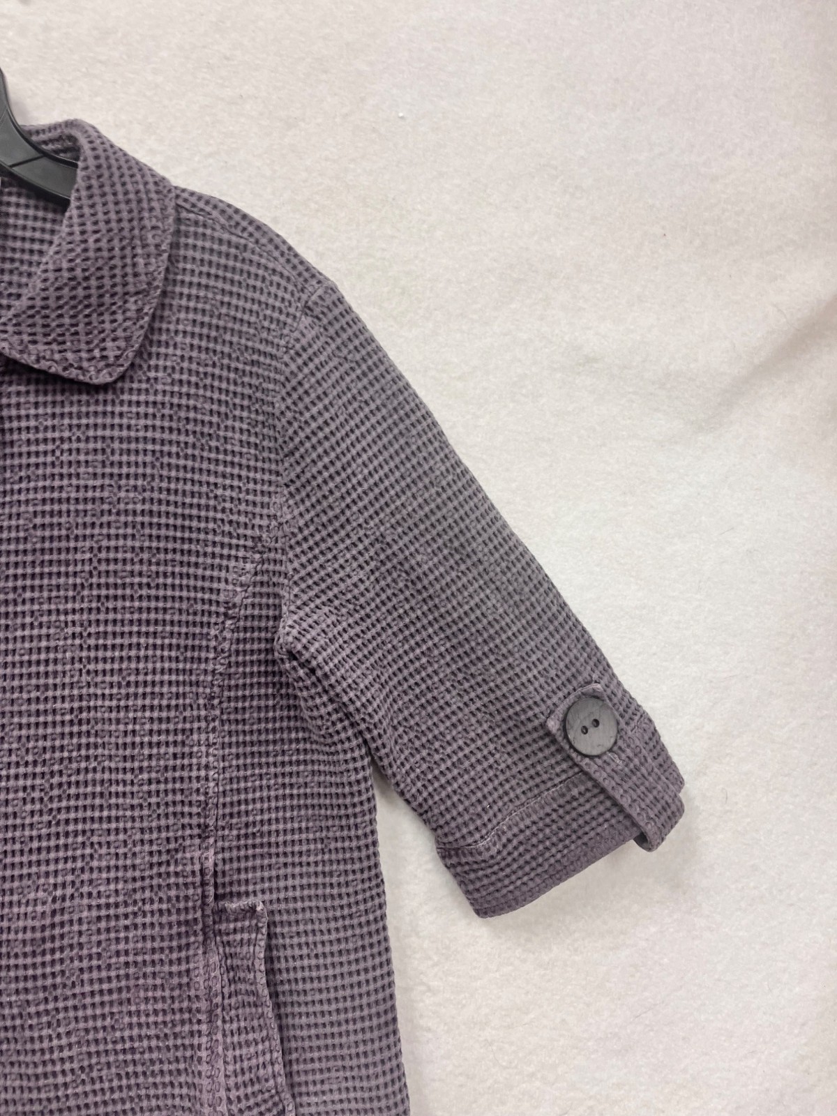Focus Medium Waffle Knit Button-Up Jacket Purple … - image 6
