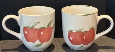 Apple Stoneware Coffee Tea Mugs, Set Of 2, Mulberry Home Collection, 4  Tall