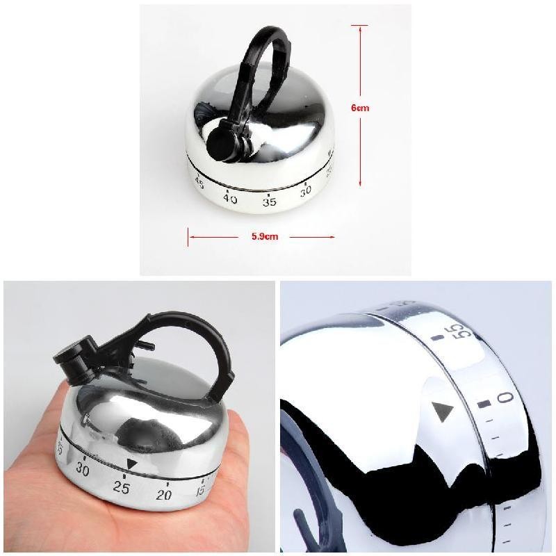 Kitchen Teapot Shaped Cooking Timer - Manual Wind Up 60 Minutes Countdown Timer