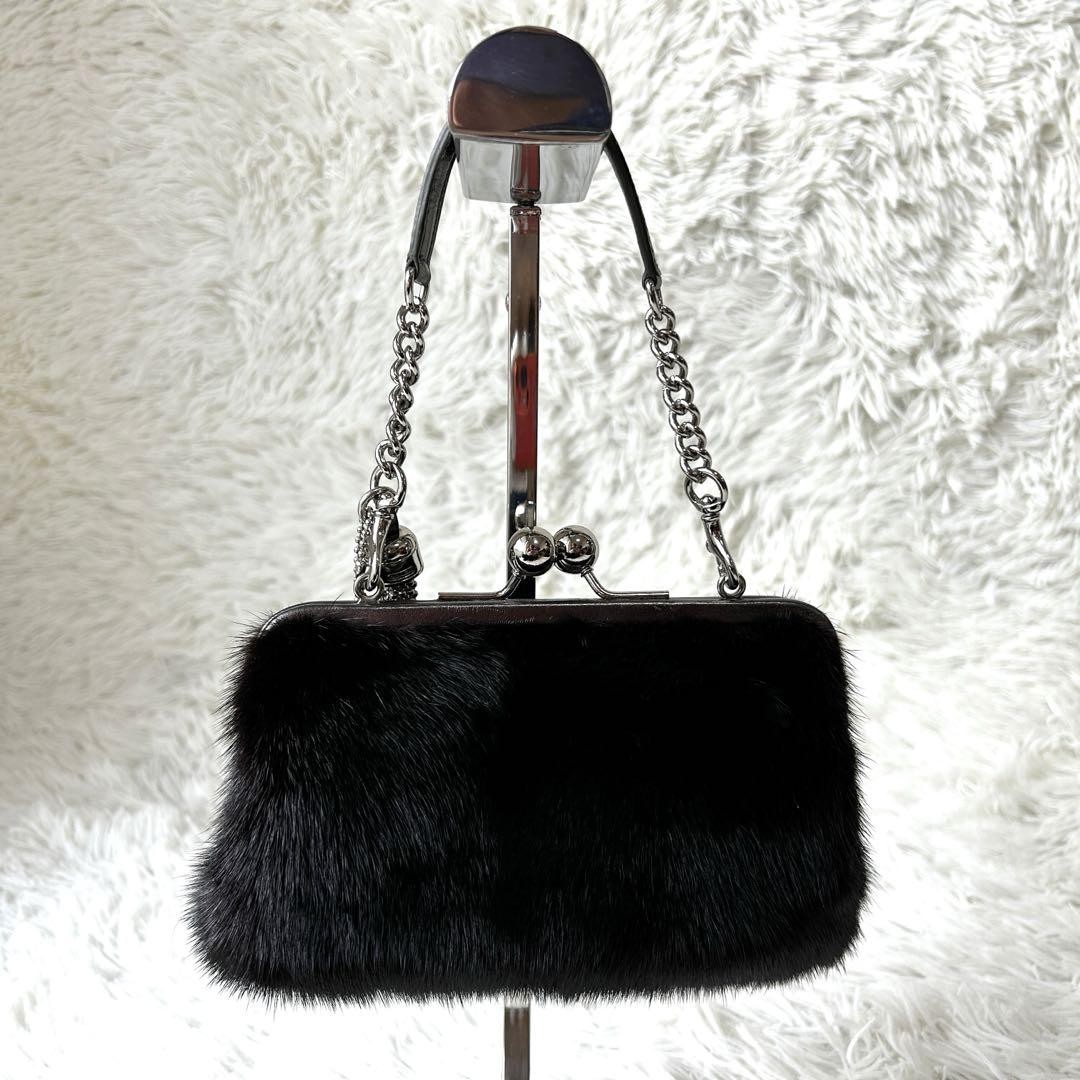 Coach Vintage Kiss Lock Flame Fur Bag Black, Elegant Retro