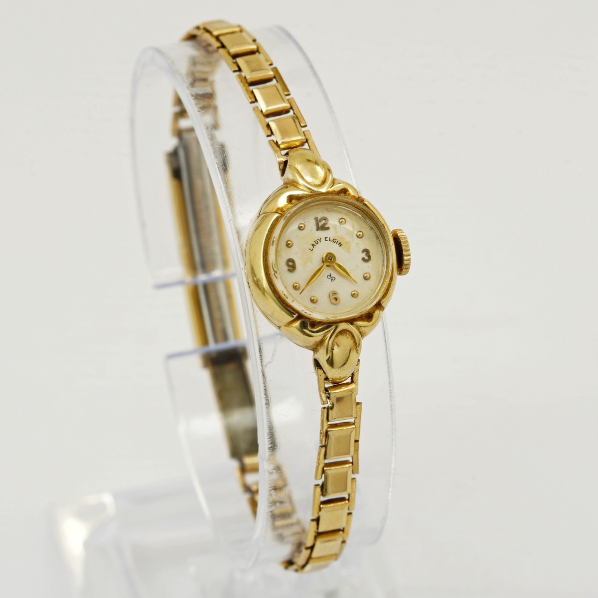 Vintage Lady Elgin 14k Gold Filled Shockmaster 21 Jewels Watch With Box- Rare Vintage Lady Elgin 14K Gold Filled Watch, Gemex Leather Band  main image 2