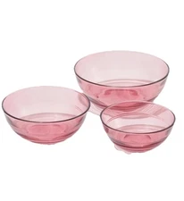 Social Studies Set of 3 Glass Nesting Serving Bowls~Mauve~5.5” 4.75” 4” Diameter