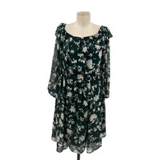 Torrid Green Floral Off The Shoulder Chiffon Dress Plus Size 1X