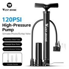 WEST BIKING Bike Pump Bicycle Tyre Tire Ball Inflator Floor Pump Black 120PSI