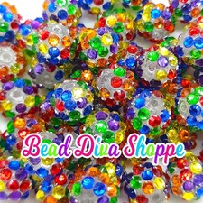 12mm - Set of 10 - RAINBOW RHINESTONE Beads - Bubblegum - Rhinestone -