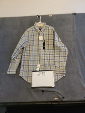NWT Chaps Mens Dress Shirt Long Sleeve Button Up Tea Dyed Plaid Look L