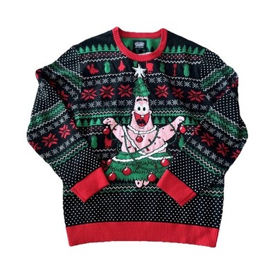 Spongebob Squarepants Patrick Men's Knit Ugly Christmas Sweater Nickelodeon XL