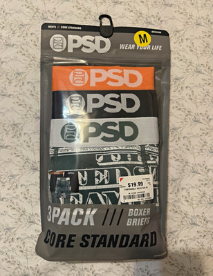 PSD Core Standard Men's Boxer Briefs 3-Pack M Stretch Soft Waistband Graphic