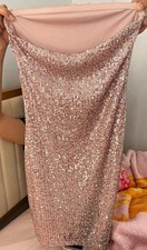 Urban Outfitters Pink Sequin Strapless Bodycon Midi Dress Womens Size S