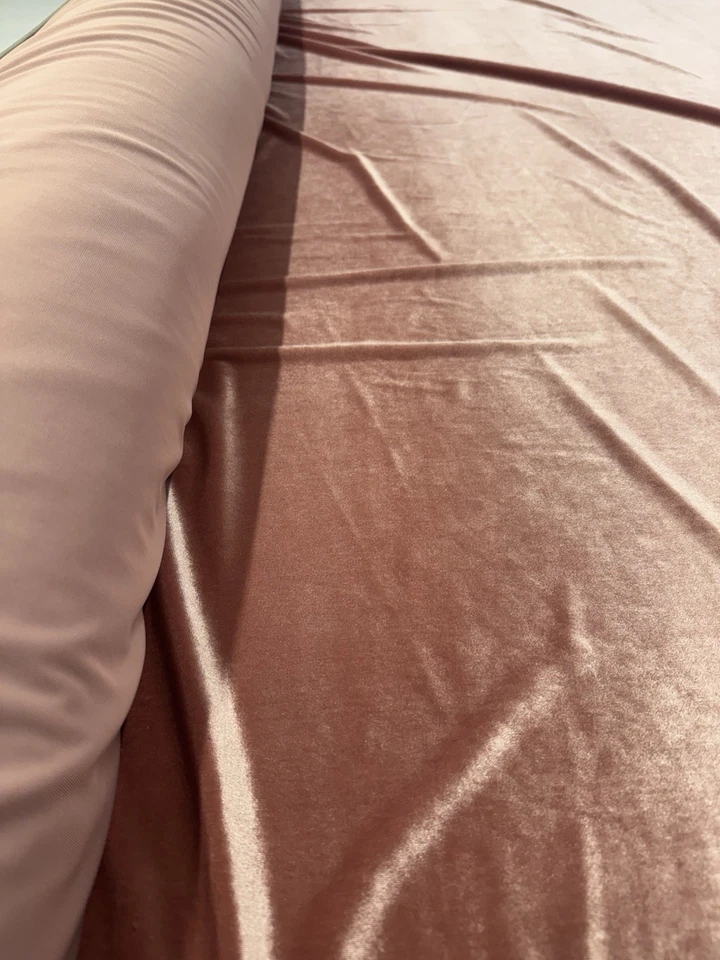 Blush Pink Stretch Velvet Velour Fabric, 145cm Wide, Apparel & Craft - Image 2 of 4