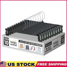 Heavy Duty Plastic Hangers Pack of 10 W/ Grip Clips Pants Skirts Storage New