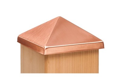 4x4 Post Point Cap - Solid Copper - Designed to fit Over a 3-1/2'' x 3-1/2'' Fe...