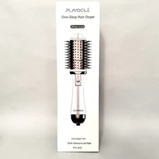 Plavogue PV-222 White Gold Travel Dual Voltage Blow Hair Dryer Brush - NEW (B1)