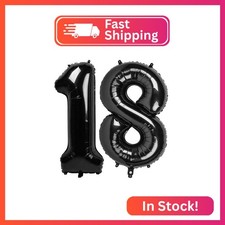 Black 18 Balloon - Number Balloon 40 Inch, 18th Black Birthday Decorations